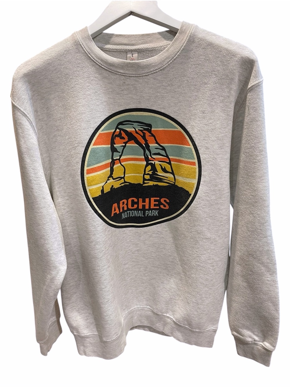Arches National Park Graphic Crew Neck Sweatshirt Heather Grey Unisex SZ L